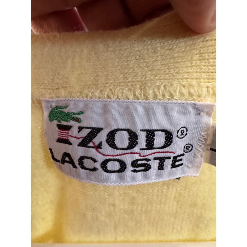 Vintage 70s IZOD Lacoste Cardigan Yellow Sweater Mens Large Alligator - Picture 2 of 3
